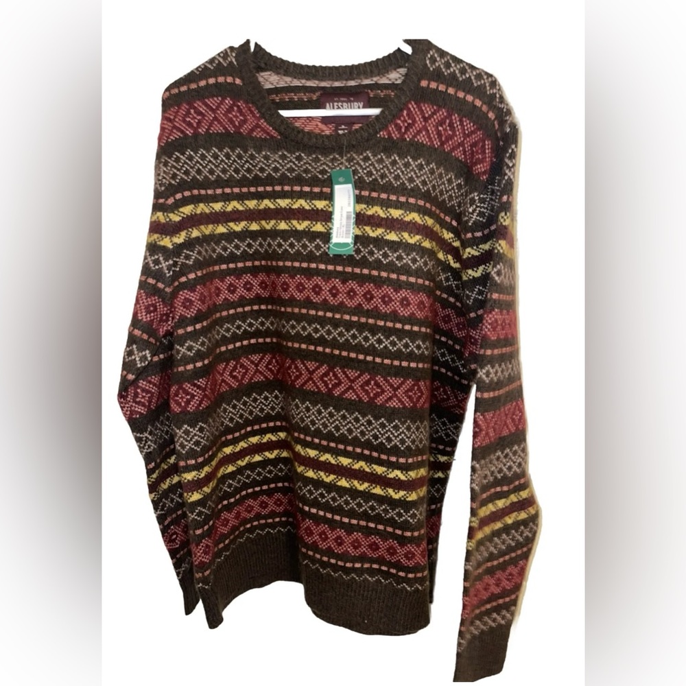 NEW WITH TAGS Alesbury Trent Fair-isle Crewneck Brown XL